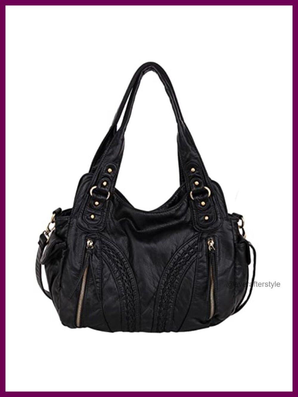 Montana West Soft Washed Leather Hobo Bag with Crossbody Strap